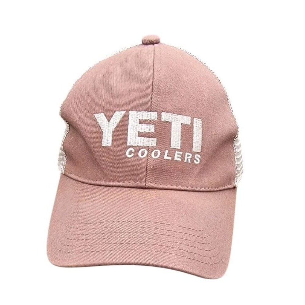 Yeti Coolers Trucker Hat Cap Brown Snapback Adjustable Mesh Embroidered